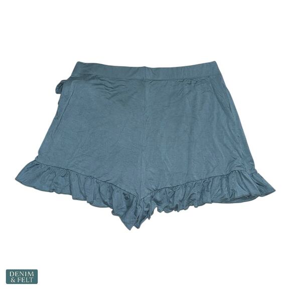 NEW Halara Teal High Waisted Tie Side Ruffle Hem Flowy Casual Comfy Shorts XL - Picture 8 of 10